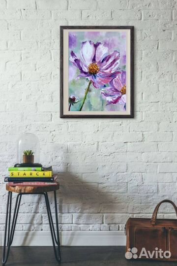Картина Фиолетовые цветы Космея цветок