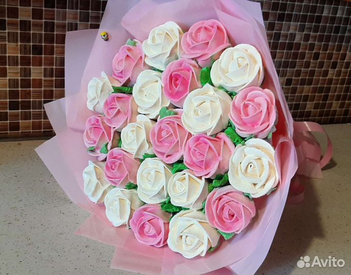 Съедобный букет из зефирных цветов, зефирный набор