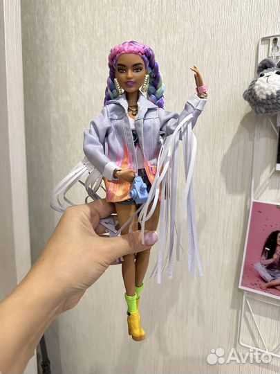 Кукла барби barbie extra радужные косы