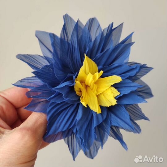 Брошь из ткани, пион, роза, 13см