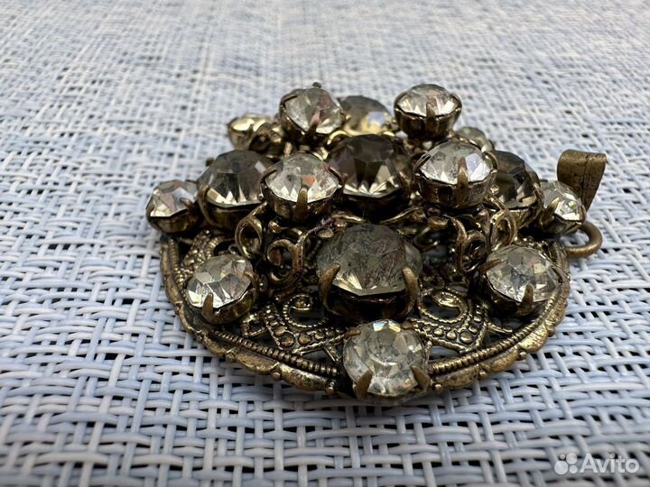 Подвеска кулон дымчатое чешское стекло СССР винтаж