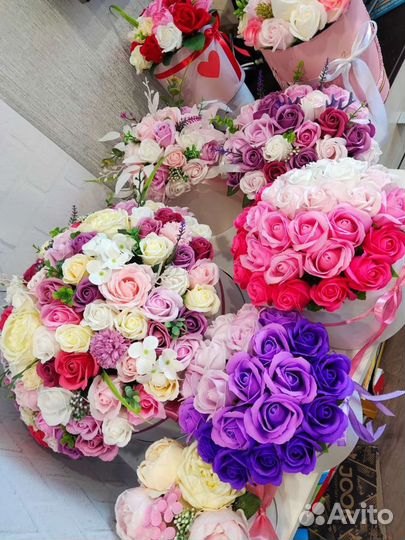 Розы из мыла, букет из мыльных роз