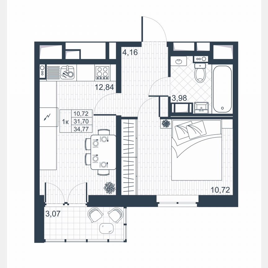 1-к. квартира, 33,2 м², 3/8 эт.