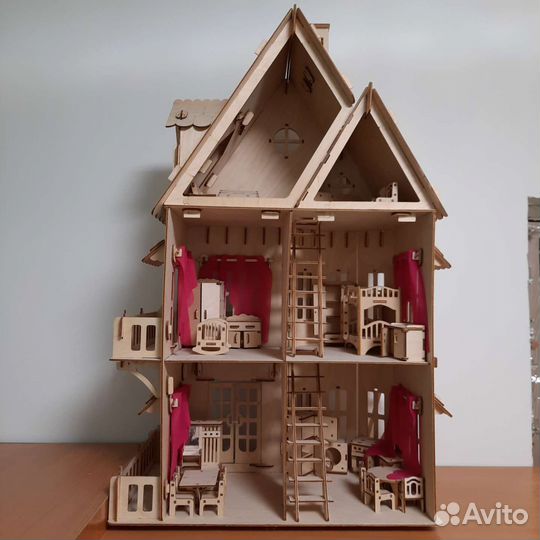 Кукольный домик с мебелью большой