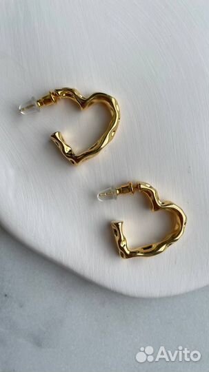 Серьги Сердца с позолотой 18 карат