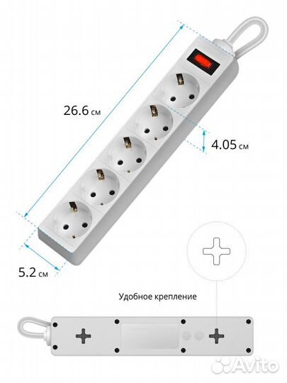 Новый Сетевой Фильтр Удлинитель 5 Розеток 5 Метров