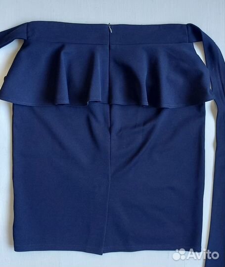 Синяя юбка с баской 46-48 Tutto Bene, трикотаж
