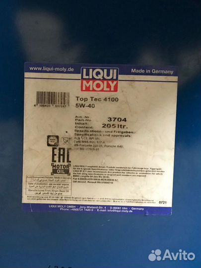Моторное масло Liqui Moly top tec 4100 5W-40 / 205