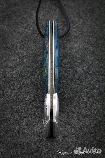 Нож складной Филин сталь дамаск накладки карельска