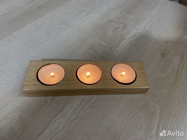 Деревянный подсвечик под чайную свечу