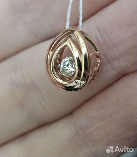 Золотая подвеска с танцующим бриллиантом 0,17ct