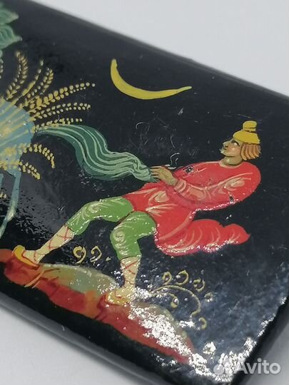 Брошь винтаж СССР лаковая миниатюра, торг