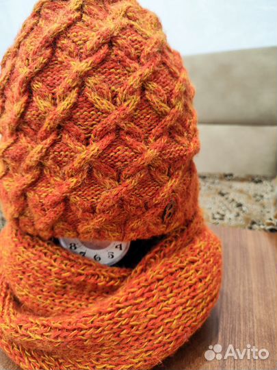 Шапка, снуд, варежки шерсть