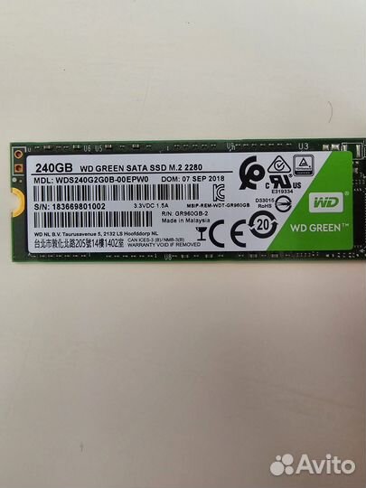 WD green SATA ssd m2 240gb