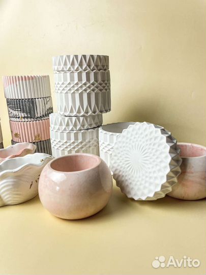 Подсвечник из гипса, банка для свечей