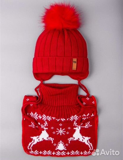 Комплект зимний шапка и снуд 47-50