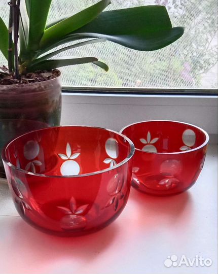 Декоративные вазы/салатник, Рубиновое стекло, СССР