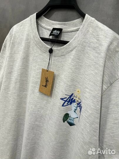 Футболка оверсайз Stussy черная / белая унисекс