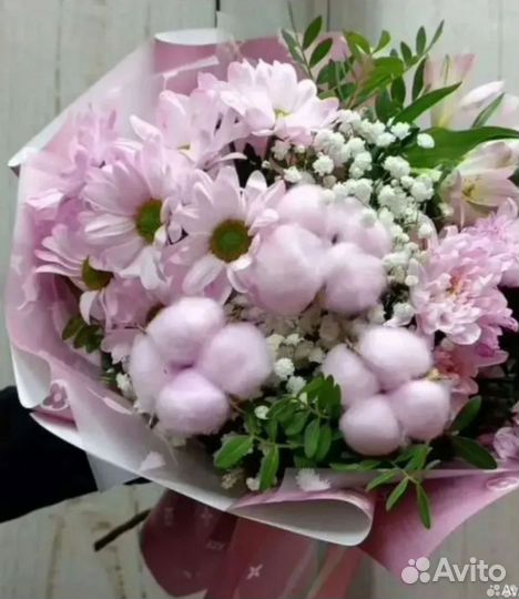 Цветы Букет Хризантем с гипсофлойДоставка