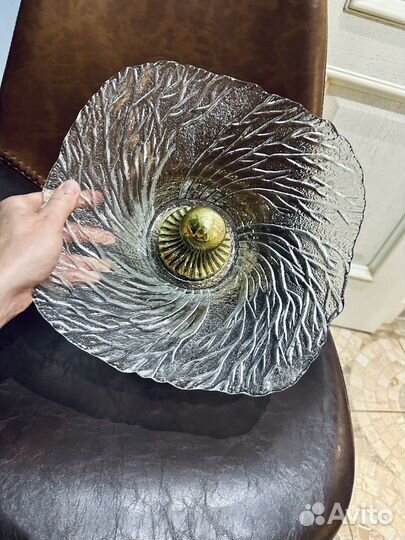 Ваза для фруктов на бронзовой ножке СССР