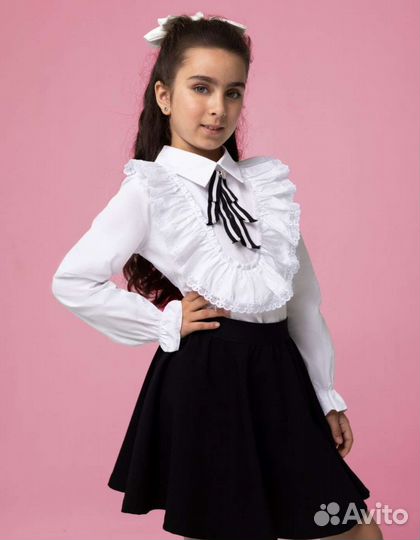 Блузка для девочки новая рубашка школьная белая