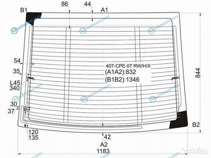 407-CPE-07 rwhx Стекло заднее с обогревом peugeot