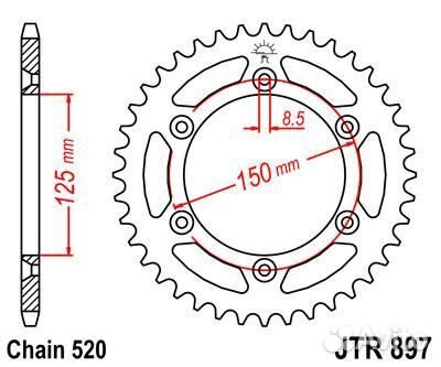 Звезда ведомая JTR897 49SC Enduro 250 А5 А6