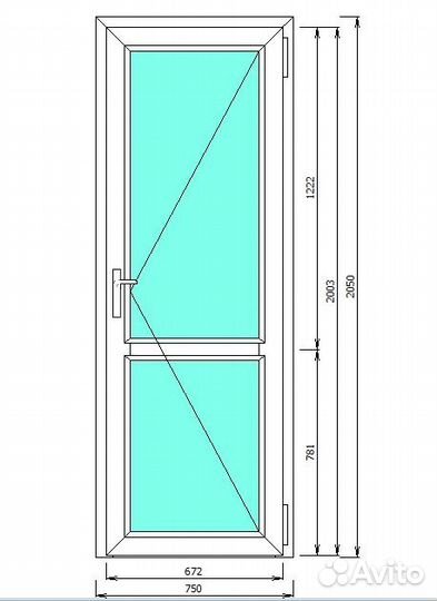 Индивидуальная пвх дверь 750x2050мм