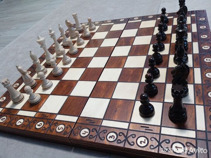 Шахматы Стаунтон Премиум с выжигом, доска Амбассад