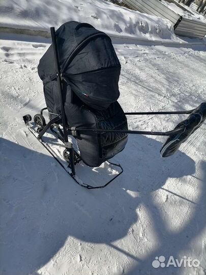 Детские санки коляска с колесами