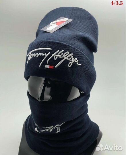 Шапка и снуд tommy hilfiger темно синий