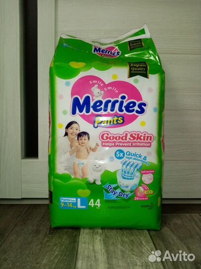 Подгузники-трусики Merries L (4) 44 шт