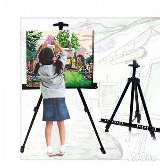 Мольберт тренога складной с планшетом