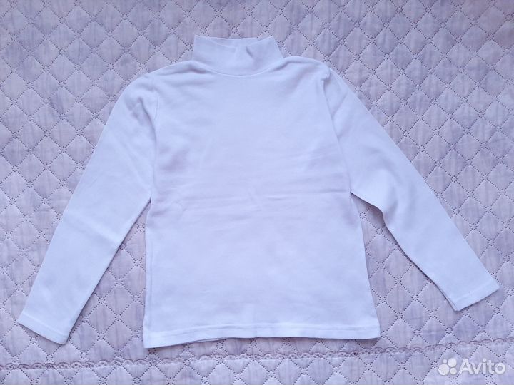 Блузка школьная белая 134-140. Водолазка белая