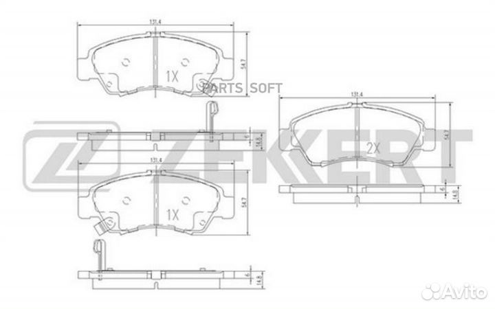 Zekkert BS1717 Колодки тормозные дисковые передние
