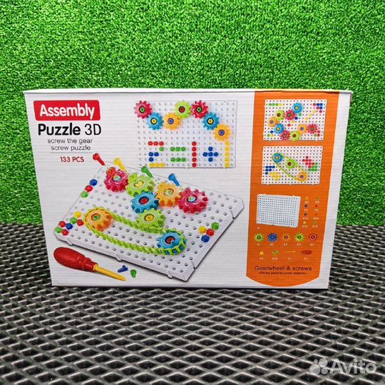 Болтовая мозаика-конструктор с шестеренками 133дет