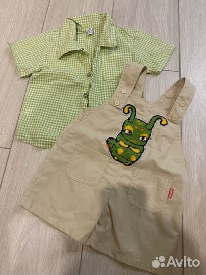 Комплект новый комбинезон шорты и рубашка 80