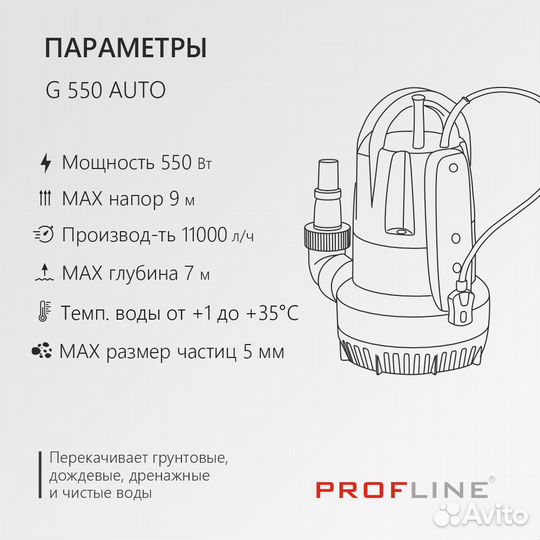 Насос дренажный profline G550 auto (пластик, 550в)