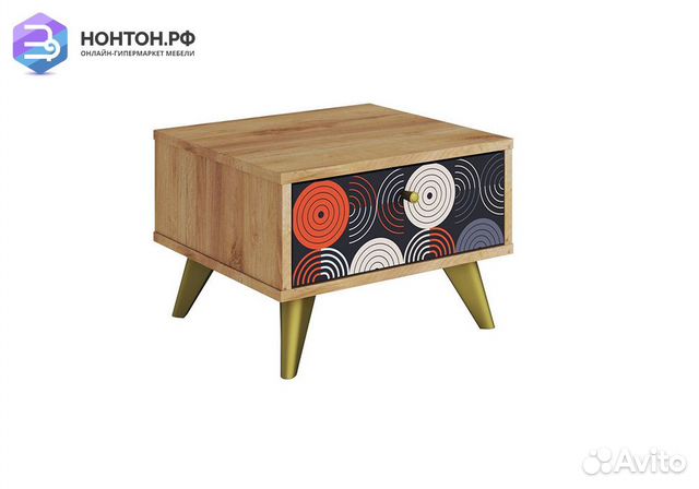 Тумба прикроватная Фьюжн vinil / дуб крафт золотой