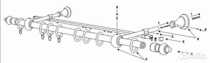 Карниз (багетка) двухрядный 3м