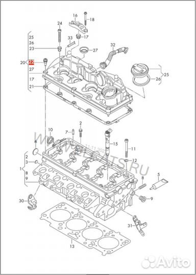 Болт клапанной крышки VAG EA211, комплект
