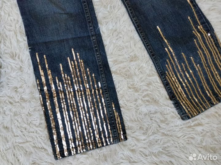 Прикольные джинсы с пайетками XS