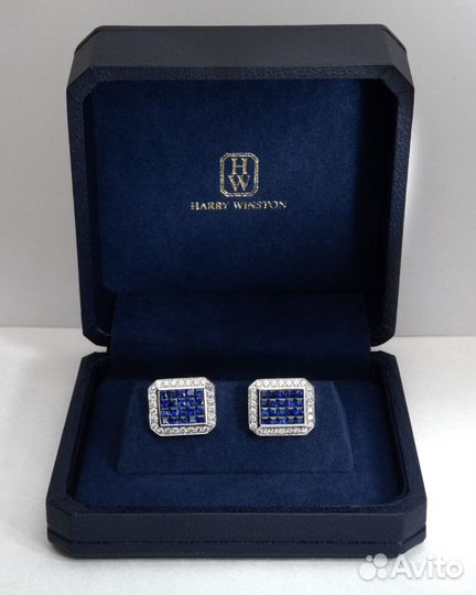 Запонки Harry Winston с бриллиантами и сапфирами