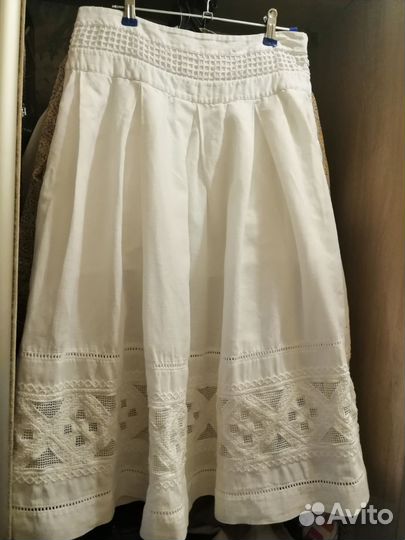 Юбка белая, лен, р. 38