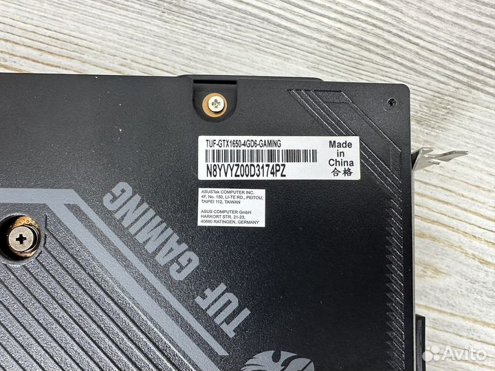 Видеокарта asus TUF Gaming GTX 1650 4gb gddr6