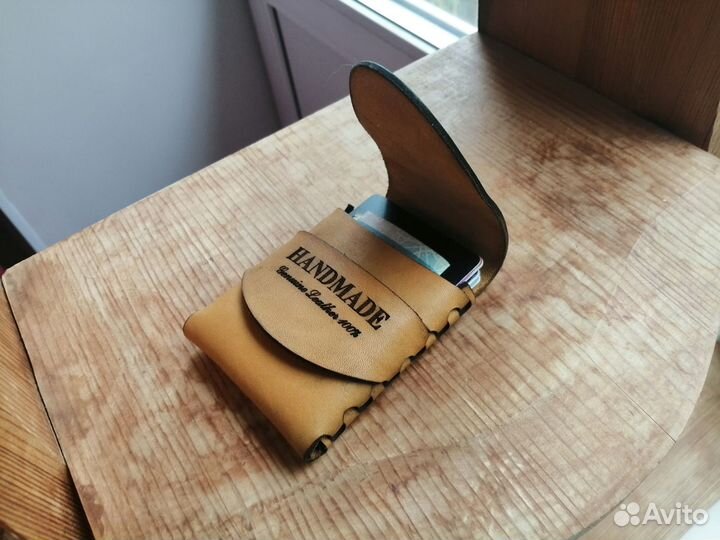 Картхолдер из натуральной кожи, ручная работа