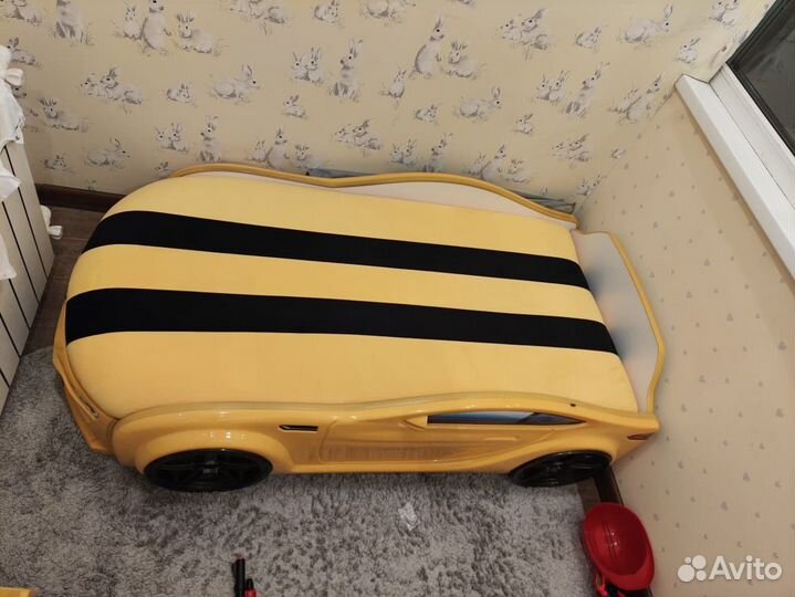 Детская Кровать-машина Baby-M желтая