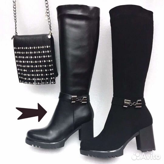 Сапоги зимние в коже 38 в размер