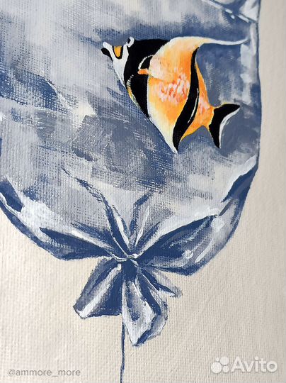 Авторская интерьерная картина «Золотая рыбка»