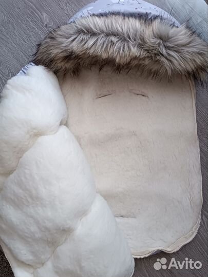 Зимний конверт в коляску на овчине